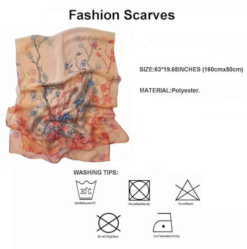 Image of Pokeedioty Scarfs for Women Lightweight Scarves Elegant Floral Pattern Sheer Scarfs Shawls Wraps