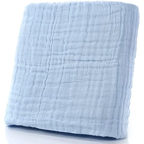 Cotton yarn air conditioning blanket Towel Cover Blanket Pure Cotton Six Layers Of Gauze Plus Thick Bath Towe blue 105X105CM Cover
