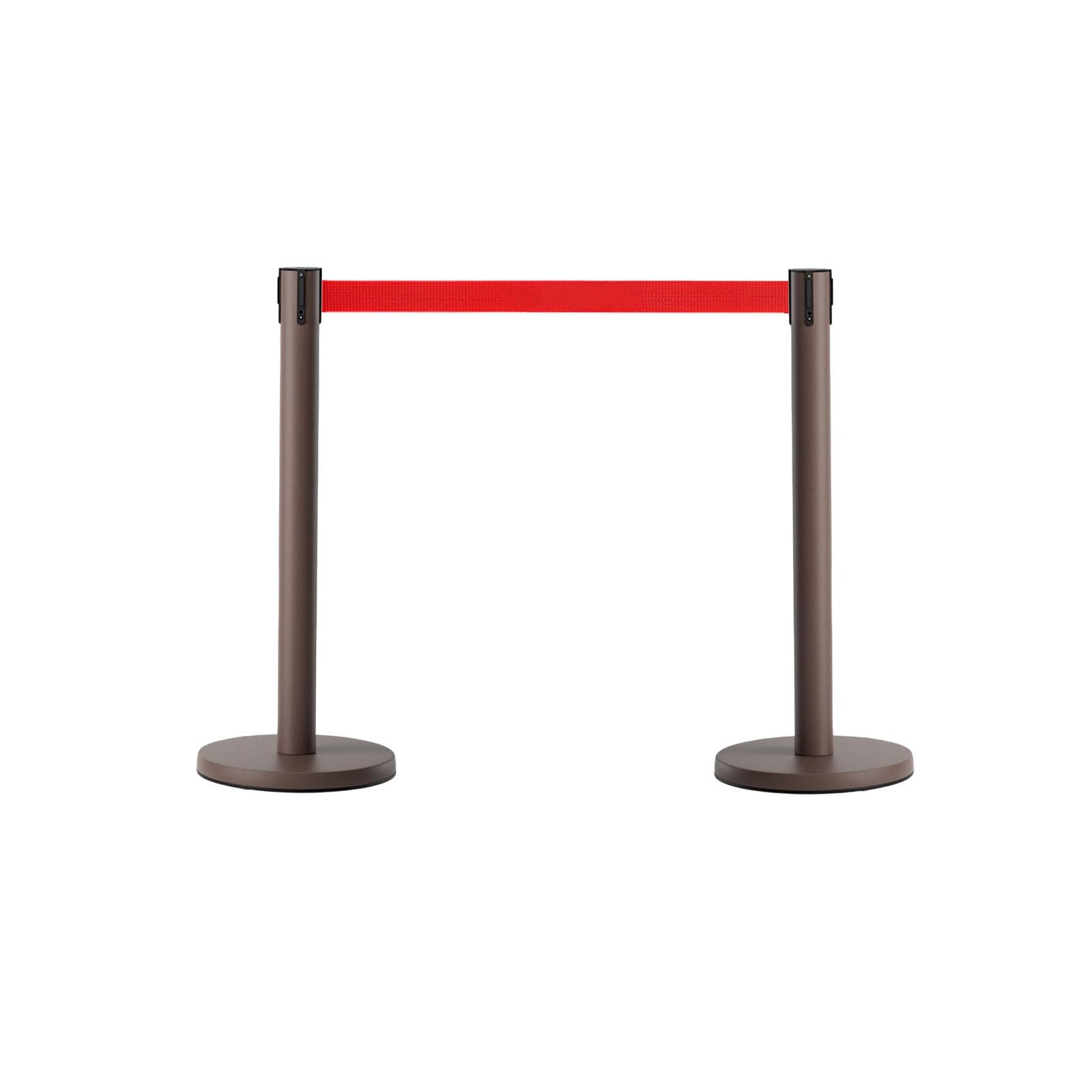DAJIAYIQI 2 Pack Crowd Control Barriers Line Dividers, 35.43" Height Queue Barrier Set, Queue Barriers with Heavy Rubber Base for Hotel, Airport, Bank, Store, Event(Brown,2.8m)