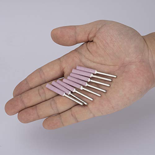 OIIKI 16 Pack Burr Grinding Stone File, Chainsaw Sharpener 3/16 Inch 5mm (Pink)