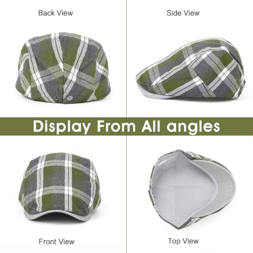 Image of 3Pcs Men's Newsboy Caps Cotton Cooling Hat Adjustable Flat Cap for Men