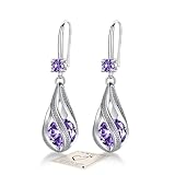 Purple Silver Drop Earrings for Women, Sterling Silver Earrings Silver Earring, Hypoallergenic Purple Earring February Birthstone Gifts February Birthday Gifts