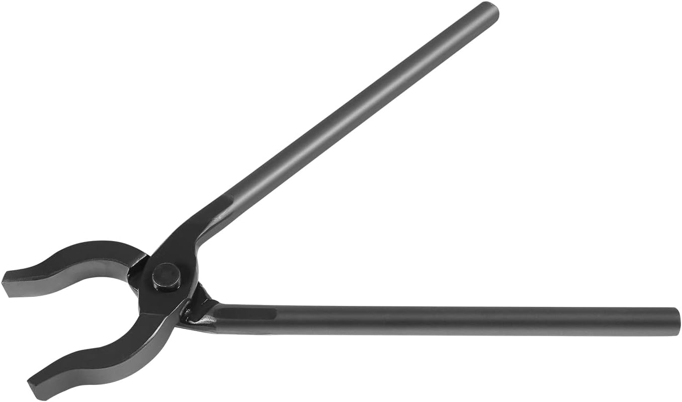 0004930-300 Blacksmith Tongs 12'' Long for Forge & Welding Bench Jaw Tongs Holds Hot Steel Firmly, Forging Tongs for Beginners & Professionals