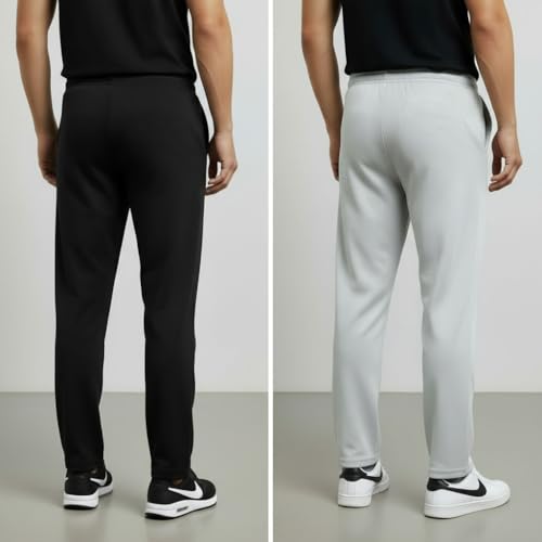 Image of Khakey Men's Black Regular Fit Cotton Plus Size Track Pant|Regular Fit Track Pants|Cotton Trackpant for Men|Solid Trackpants Men Combo