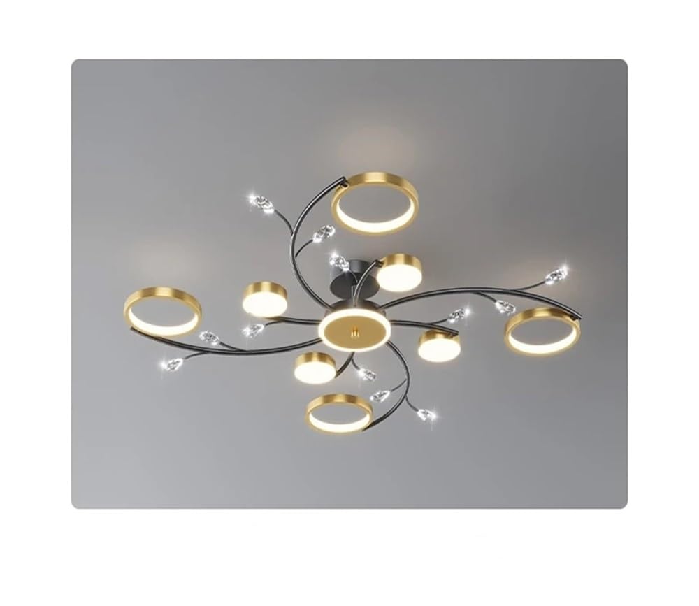 LYOUAE Gold Modern Flush Mount Ceiling Light Dimmable LED Modern Ceiling Light Fixture 6/8/10 Heads Close to Ceiling Lamp(8 Heads)