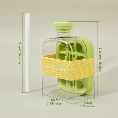 2-in-1 Ice Cube Tray Water Bottle with Straw, BPA-Free Press and Release Ice Maker Cup, Leak-Proof Portable Drink Container for Freezer, Travel, Gym, and Home Use (1 pcs)(500 ml)(Multi) thumbnail 12