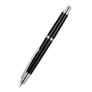 Jinhao 20 Press Retractable Fountain Pen Fine Nib with Converter Resin Writing Gift Pen, Vivid Black - Amazon product rated Grade A