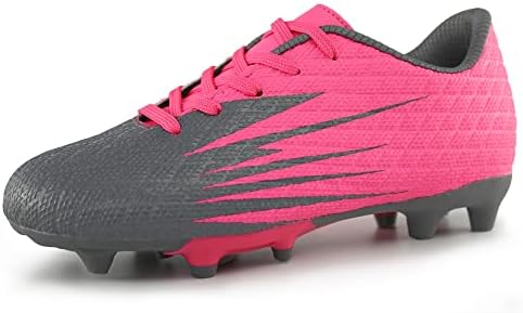 Hawkwell Boys Girls Outdoor Soccer Cleats,Pink PU,11 M US