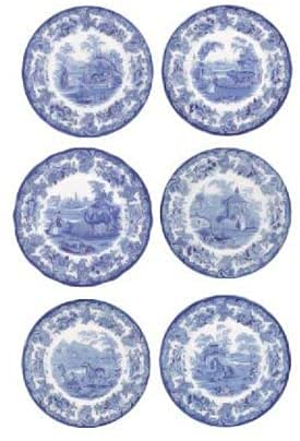 Spode Blue Room Zoological Plates, Set Of 6 Assorted Motifs #TOP1