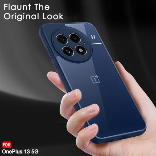 Image of TheGiftKart Hybrid Shockproof Back Cover Case for OnePlus 13 5G | Camera Protection Module | Hard Back Cover Case for OnePlus 13 5G (PC & TPU, Transparent Clear Back, Blue Sides)