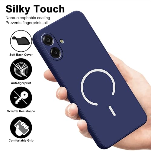 Image of SBMS Silicone Back Cover Case for Samsung Galaxy F70e /M07 /A07 /F07 5G | Soft Micro-Fibre Lining Inside | Magsafe Print On Back Side Camera Protection Bump | Shockproof Case Sam M07 (Blue)