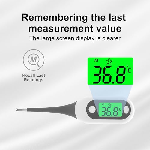 Image of 2 Pack Digital Thermometer for Adults Kids Babies,Measures in 16 Seconds with Flexible tip and Fever Alarm, Accurate Oral Rectal Underarm Thermometer with 3 Colors Back Light