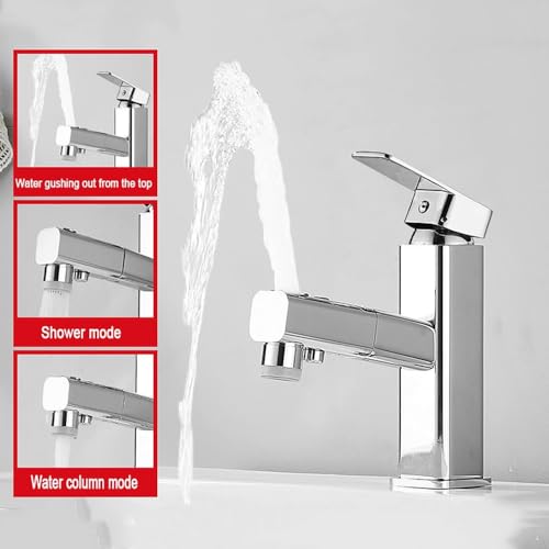 Robinets de salle de bains extractibles chrome mitigeur évier monotrou - 3