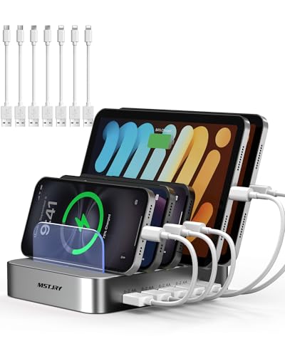 MSTJRY 5-Port USB-A Charging Station with 7 Cables