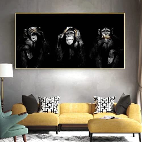 Tableau singe moderne 90x180cm sans cadre grande toile pour décoration murale de salon