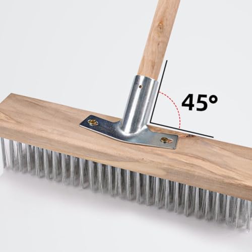 Image of Jeanoko Heavy Duty Floor Scrubber Brush Head, Deck Scrub Brush, Stainless Steel Wire and Pine Hard Scratch Professional Rough Floor Brushh Remove for Ourtyards (Without Pole)