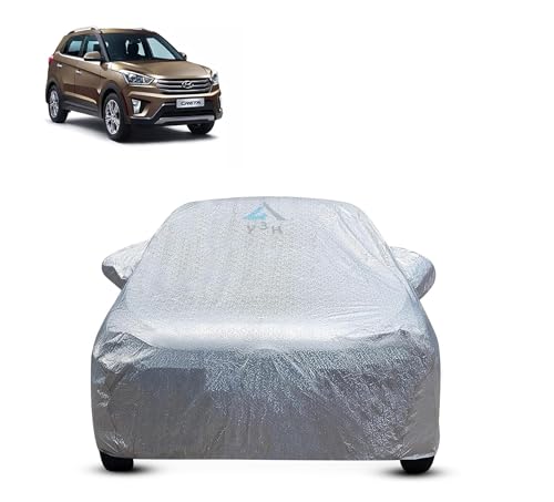 Image of Y3H 100% Waterproof Car Cover Compatible with Hyundai Creta (Model : 2015-2017) Custom Fit Body Covers with Mirror Pockets | Color : Metalic Silver