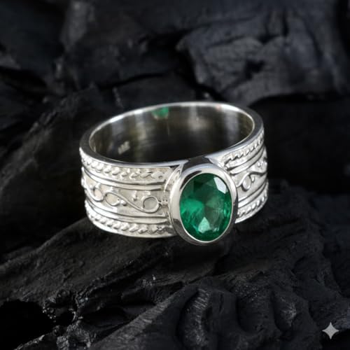 Image of 55Carat Choose Your Color Genuine Gemstone Sterling Silver Ring Band Vintage Handmade Jewelry Sizes 5-12