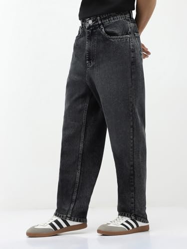 Image of Urbano Fashion Men's Loose Baggy Fit Heavy Washed Jeans Non-Stretchable