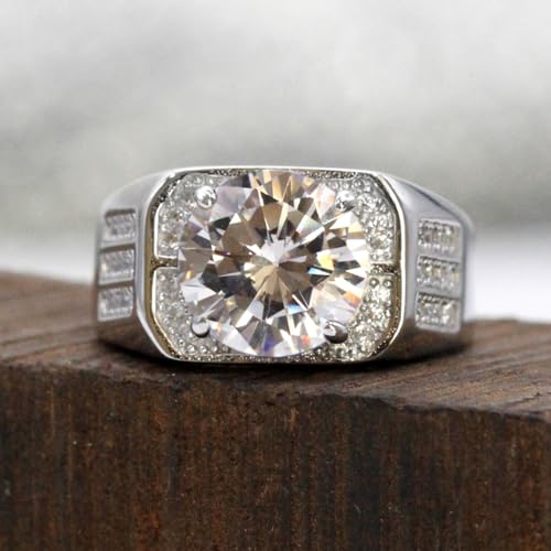 Men's 925 Sterling Silver Men's Silver Ring Set with CZ Cubic Zirconia Sparkling Simulated Diamond Ring Wedding/Engagement/Anniversary/Valentine's Day Promise Ring Size 6-132