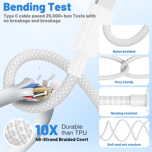 Image of USB C to Lightning Cable 3Pack 3 /6 /10FT, [Apple MFi Certified] iPhone Fast Charging Braided Cable, Power Delivery Type C Charging Cord for iPhone 14 13 12 11Pro Max /XS /Max /XR /8 /7 Plus SE, iPad Air /Pro