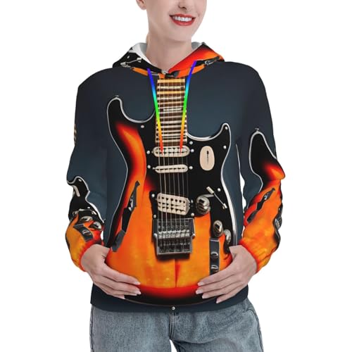 Sweat à capuche guitares avec poche kangourou pull noir XXL