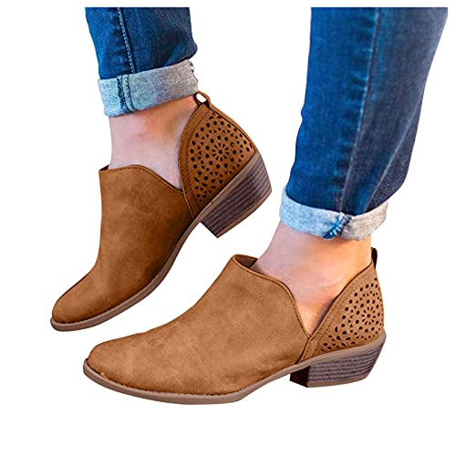 Botines de moda para mujer con puntera redonda, botas planas cómodas y elegantes 4