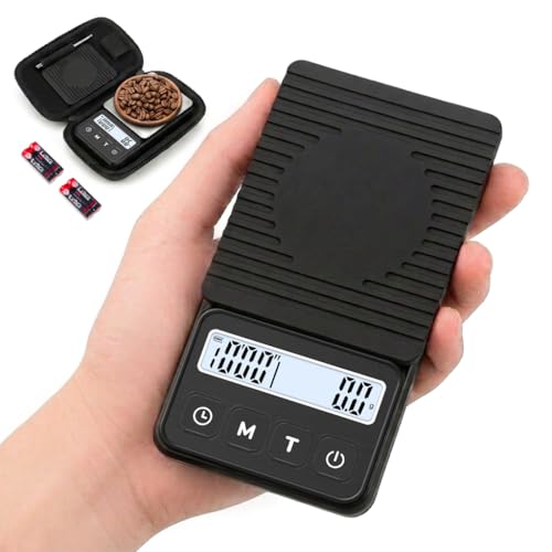 QP Mini Coffee Scale with Timer, 1kg/0.1g High Accuracy Espresso Scale, IP68 Waterproof Digital...