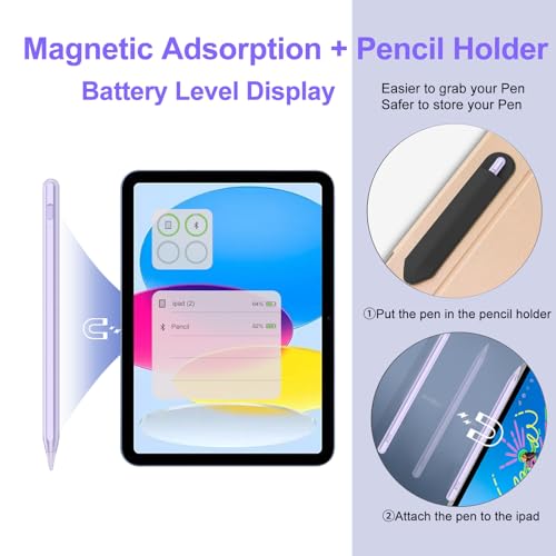 Image of Stylus Pen for iPad 2018-2026 with Palm Rejection, Apple Pencil for Pad11th /10th /9th /8th /7th /6th Gen, iPad Pro 11 /12.9 inch, New iPad Air 2026 11&13-inch(M3 /2) /5th /4th /3th Gen, iPad mini 6th /5th