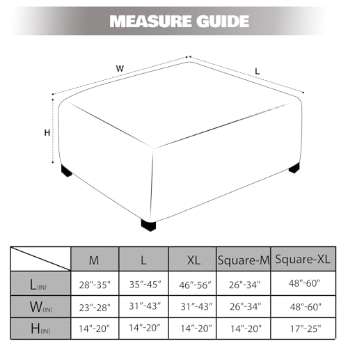Image of NeColorLife Square Ottoman Cover Jacquard Fabric Thick Stretchable Slipcover for Oversized Square Ottoman Furniture Protector,X-Large,Grey