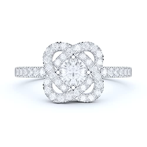 10K White Gold Simulated Diamond or Genuine Moissanite Love Joining Interlocking Hearts Ring Promise Ring2