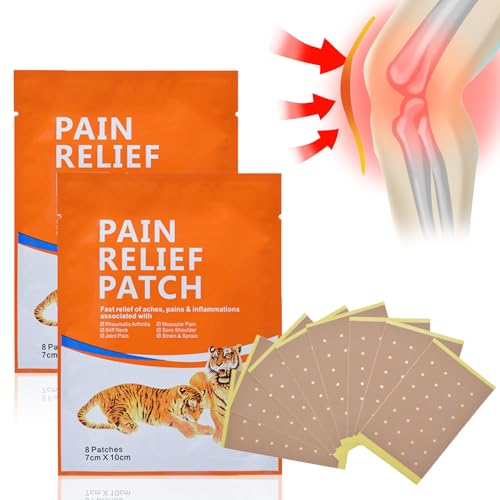 Parches de tigre, Parches Para El Dolor, 16pc Parch de Hierbas Chinos, parch chinos para aliviar el dolor los músculos la espalda y las articulaciones para padres, trabajadores, ancianos