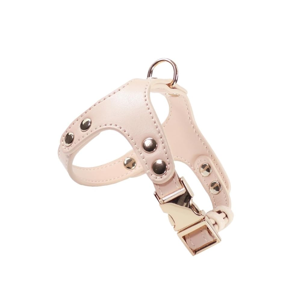 Record - Dog Harness London Soft Faux Leather - Size S - Circumference 44-53 cm - Pink - Practical Hook Ring and Metal Clip