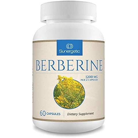Sunergetic Premium Berberine Supplement - 1200mg of Berberine Per Serving - Berberine HCL Supplement Non-GMO - Immune Support- 60 Berberine Capsules Cover