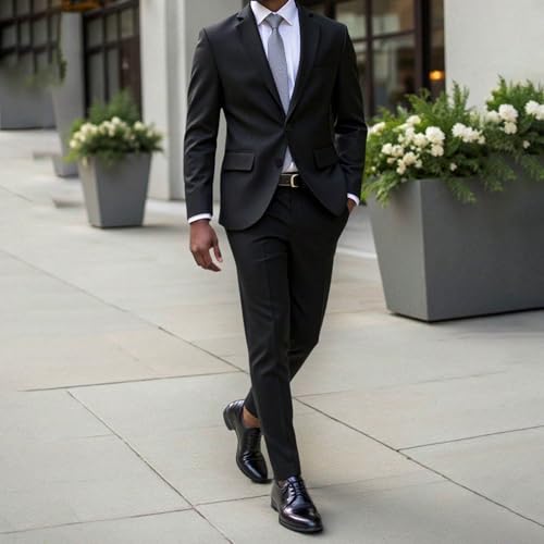 Cambkatl Men's Suit 2 Piece Sets Slim Fit One Button Blazer Jacket Dress Pants Business Casual Wedding Tuxedo Suits2