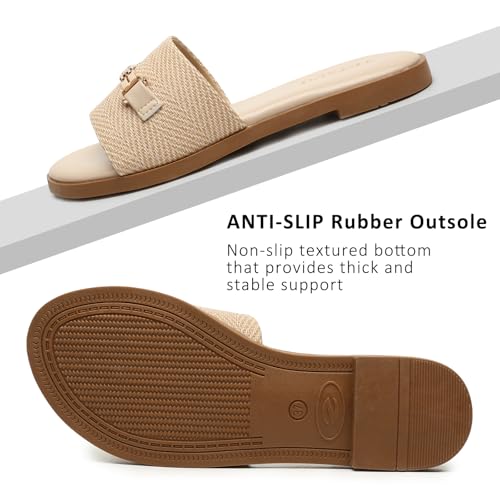 Flat Sandals for Women 2025 Slide Sandals Summer Fashion Women Dressy Slip on Shoes for Party Wedding Vacation Beach Walking Square Open Toe Shoes3