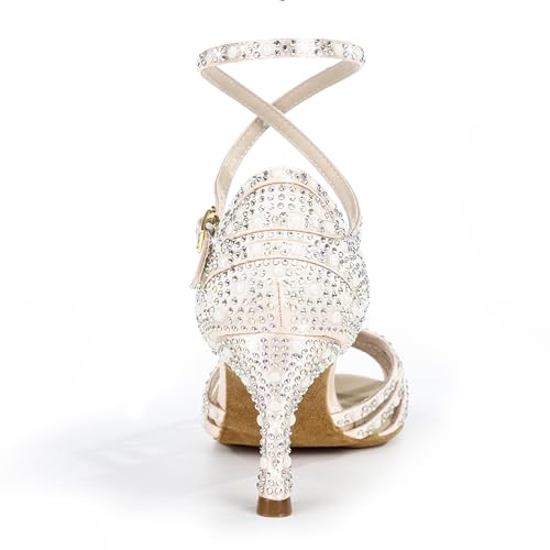 Image of Latinsoul Y205-36 Women's Crystal Rhinestone Latin Dance High Heel Shoes - Stylish Adjustable Strap Design Comfortable Dance Shoes