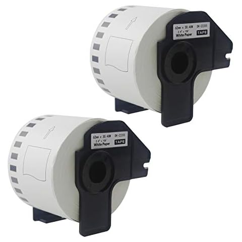 2 Rolls DK22205 Labels 62mm x 30.48m with Brother Continuous Adress Labels Compatible for Brother P-Touch QL-500 QL-500BW QL-570 QL-580 QL-700 QL-710W QL-800 Cover