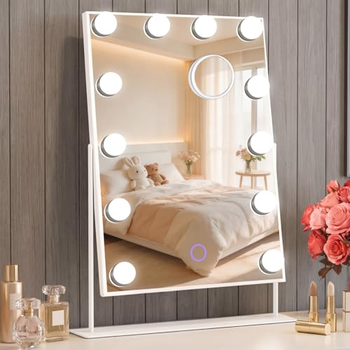 Espejo de maquillaje con luces 14" x 19" y 12 LED miniatura 1