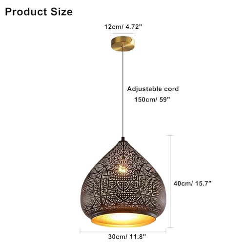 Image of 2-Pack Moroccan Pendant Light Fixture Vintage Black Hanging Lamp