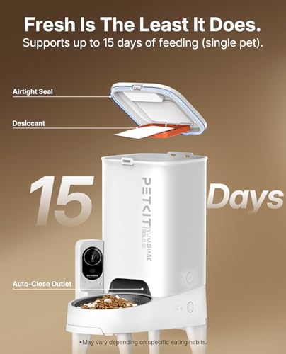 Image of PETKIT Automatic Cat Feeder with Camera, Upgraded Multi-Cat Recognition, 2.4G&5G WiFi Pet Feeder with Freshness Preservation,3L Timed Food Dispenser with Low Food Sensor,Night Vision Motion Capturing