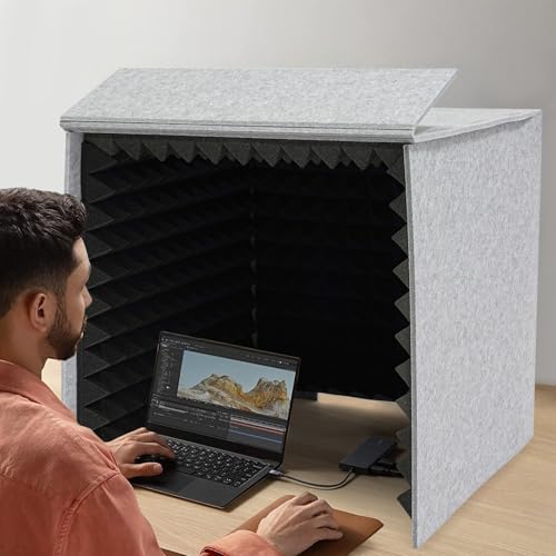 Cubierta de insonorización de escritorio, cabina portátil para grabación vocal de 23.6 pulgadas miniatura 1