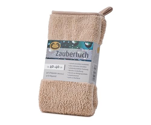 Gözze - Zaubertuch, Sehr saugstarkes Mikrofasertuch, 600 g/m², Reinigungstuch für Bad, Küche und Auto, 40 x 40 cm - Sand