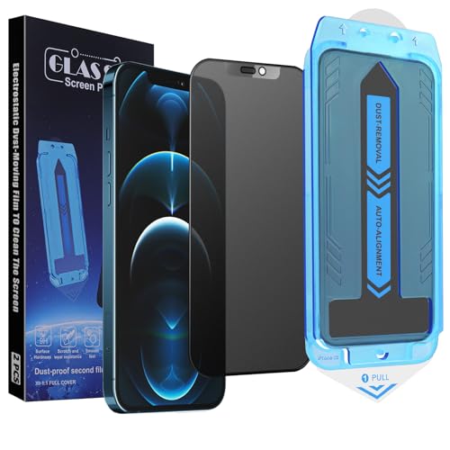 SIERDE 2-Pack Matte Privacy Screen Protector for for iPhone 12 Pro and iPhone 12 6.1-inch 9H Tempered Glass Full Coverage Anti-Fingerprint Auto Dust-Elimination No Bubble Easy Installation