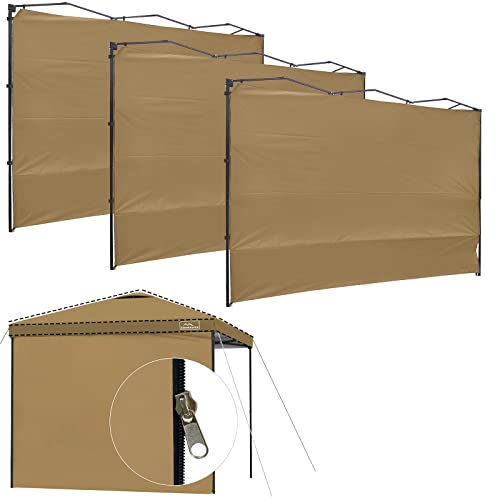 Kampkeeper Instant 10X10 Canopy Sidewalls With Zipper For Pop Up Canopy Frame, 3Pack Sunwalls Fit 10' Outdoor Canopies With Straight Leg(Khaki) #TOP20