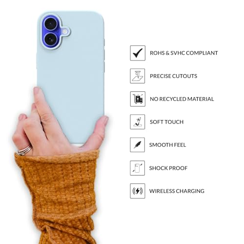 Image of SPRIG Compatible with iPhone 16 Premium SilkTone (Liquid Silicone) Back Cover Drop Tested Shock Proof Mobile Case for Men, Women, Boys and Girls with Camera Protection (Light Blue)
