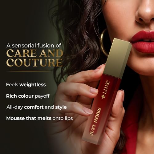 Image of Just Herbs Luxe Dream Muse Mousse Liquid Lipstick | Luxury Makeup | Velvet Matte | Long Lasting & Transferproof Formula | Ayurvedic Lipstick - 3.5 ml (03 BLUSH BLOOM)