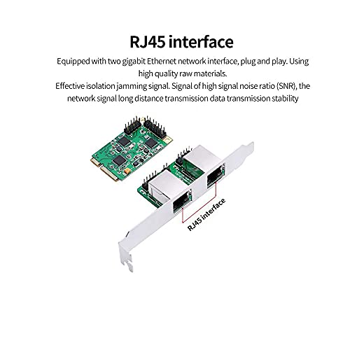 Tarjeta de Red Mini PCI-E a Gigabit Ethernet Dual Puertos 10/100/1000Mbps Adaptador de Red Cableado RJ45 NIC miniatura 5