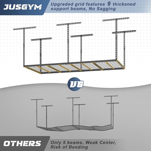 3X6FT-Overhead-Garage-Storage-Rack-450LBS-Capacity-26-40-Height-Adjust-No-Sagging-More-Load-bearing-Rust-Resistant-Ceiling-Mount-Heavy-Steel-Garage-Ceiling-Storage-Racks-Black