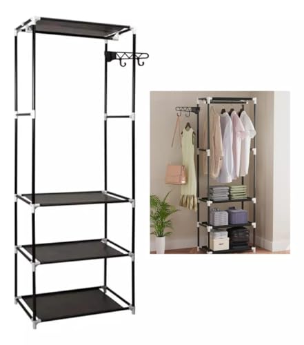 Arara Cabideiro Organizador com 3 Prateleiras - Solução Versátil para Organização de Roupas e Acessó